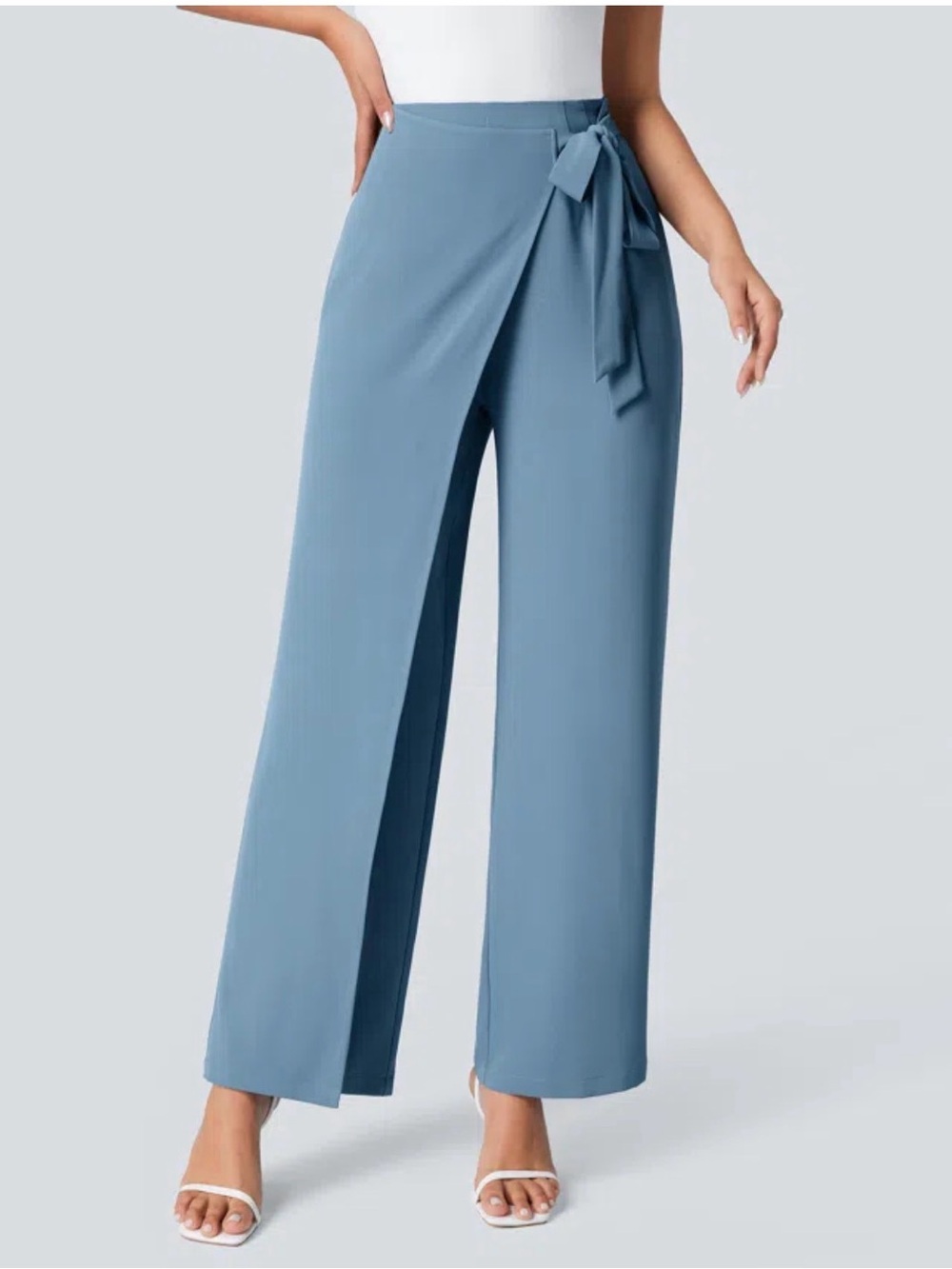 Halara NWT size Medium Flex High Waisted Tie Side Wide Leg Pants Whale Blue
